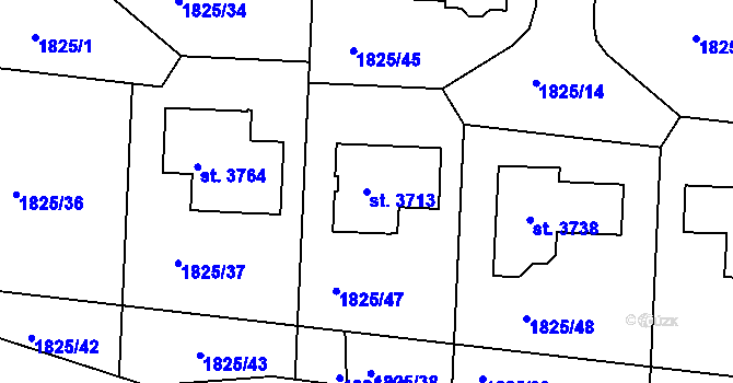 Parcela st. 3713 v KÚ Slaný, Katastrální mapa