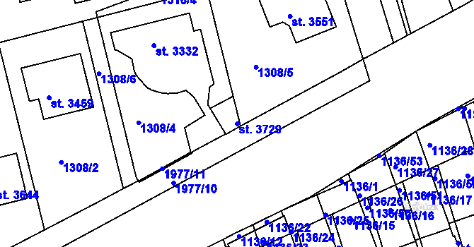 Parcela st. 3729 v KÚ Slaný, Katastrální mapa