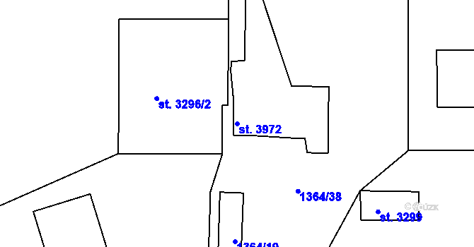 Parcela st. 3972 v KÚ Slaný, Katastrální mapa