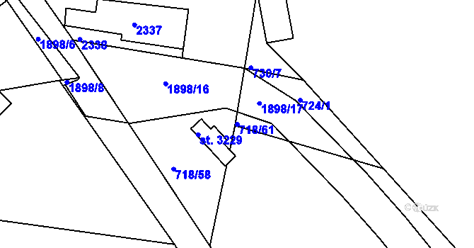 Parcela st. 718/61 v KÚ Slaný, Katastrální mapa