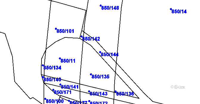 Parcela st. 850/144 v KÚ Slaný, Katastrální mapa