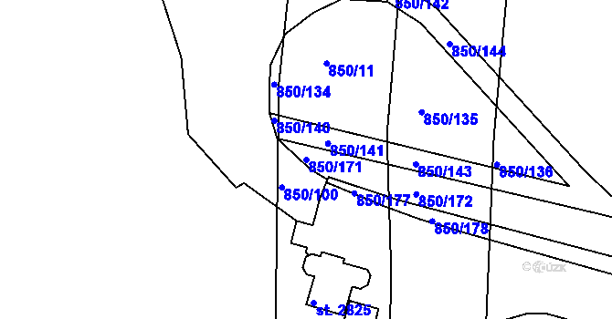 Parcela st. 850/171 v KÚ Slaný, Katastrální mapa