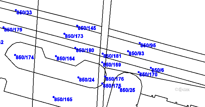 Parcela st. 850/181 v KÚ Slaný, Katastrální mapa