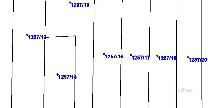 Parcela st. 1257/16 v KÚ Slaný, Katastrální mapa