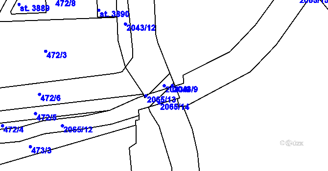 Parcela st. 2043/8 v KÚ Slaný, Katastrální mapa