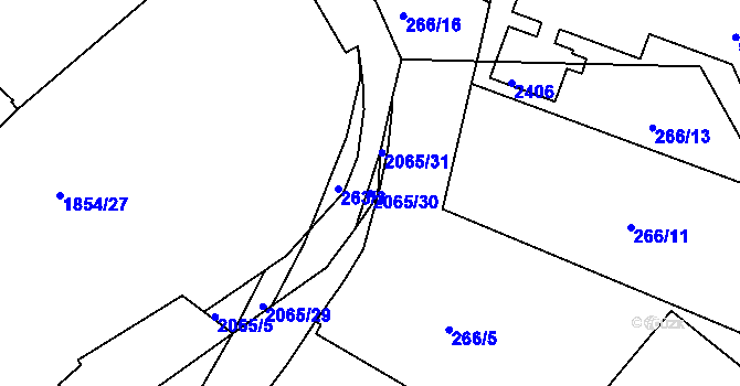 Parcela st. 2065/30 v KÚ Slaný, Katastrální mapa