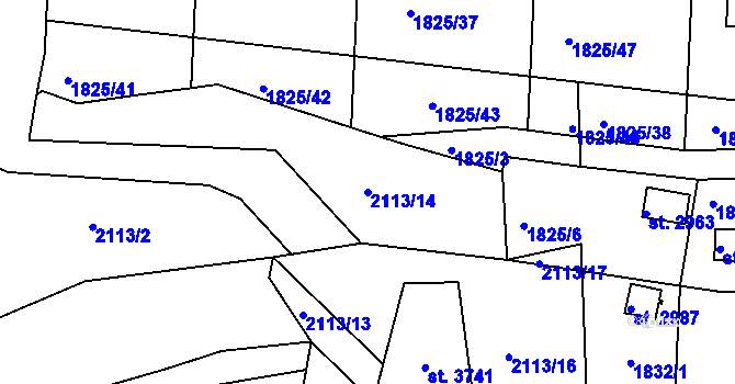Parcela st. 2113/14 v KÚ Slaný, Katastrální mapa