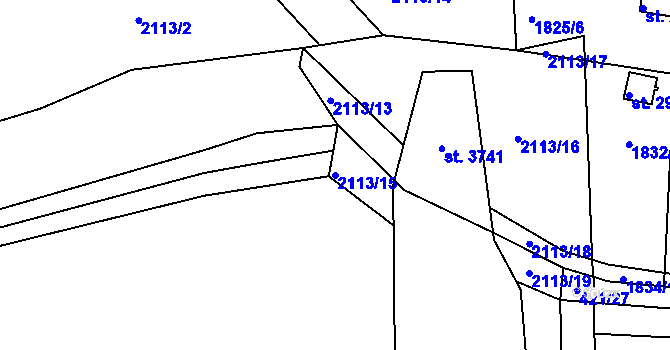 Parcela st. 2113/15 v KÚ Slaný, Katastrální mapa