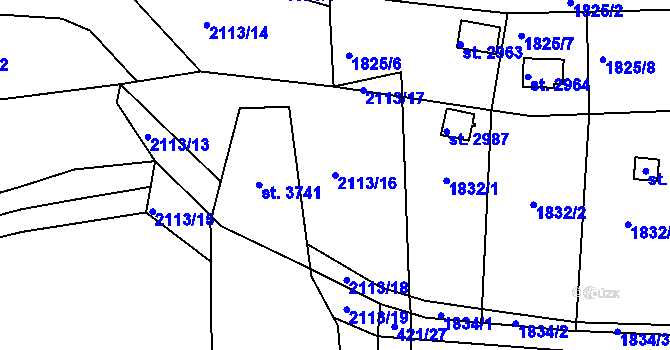 Parcela st. 2113/16 v KÚ Slaný, Katastrální mapa