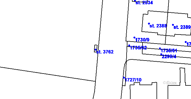 Parcela st. 3762 v KÚ Slaný, Katastrální mapa