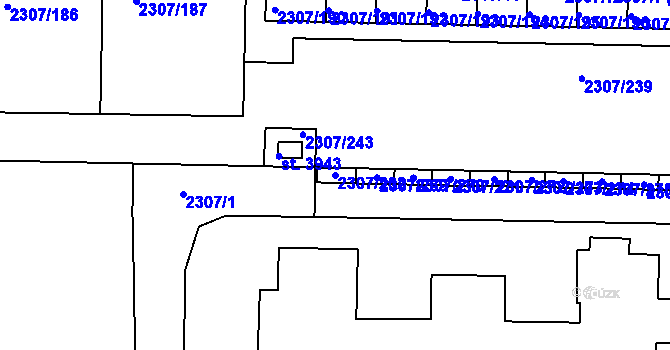 Parcela st. 2307/262 v KÚ Slaný, Katastrální mapa