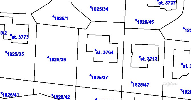 Parcela st. 3764 v KÚ Slaný, Katastrální mapa