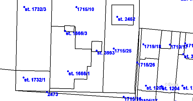 Parcela st. 3993 v KÚ Slaný, Katastrální mapa