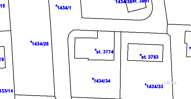 Parcela st. 3774 v KÚ Slaný, Katastrální mapa