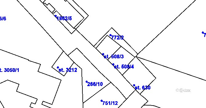 Parcela st. 508/3 v KÚ Slaný, Katastrální mapa