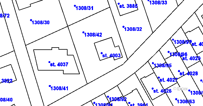 Parcela st. 4003 v KÚ Slaný, Katastrální mapa