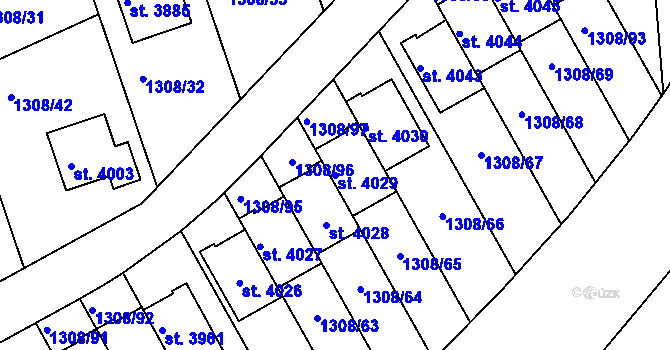 Parcela st. 4029 v KÚ Slaný, Katastrální mapa