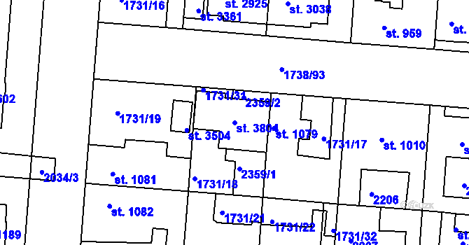 Parcela st. 3804 v KÚ Slaný, Katastrální mapa
