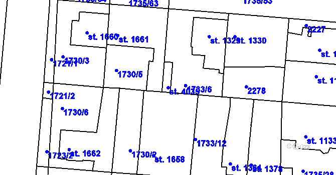 Parcela st. 4035 v KÚ Slaný, Katastrální mapa