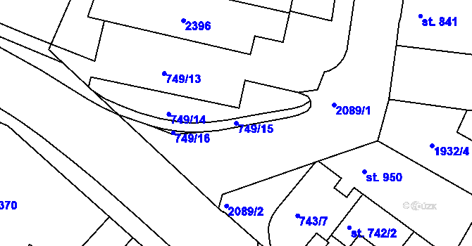 Parcela st. 749/15 v KÚ Slaný, Katastrální mapa