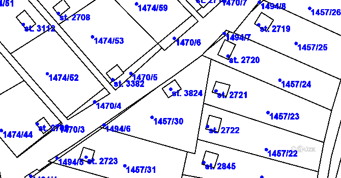 Parcela st. 3824 v KÚ Slaný, Katastrální mapa