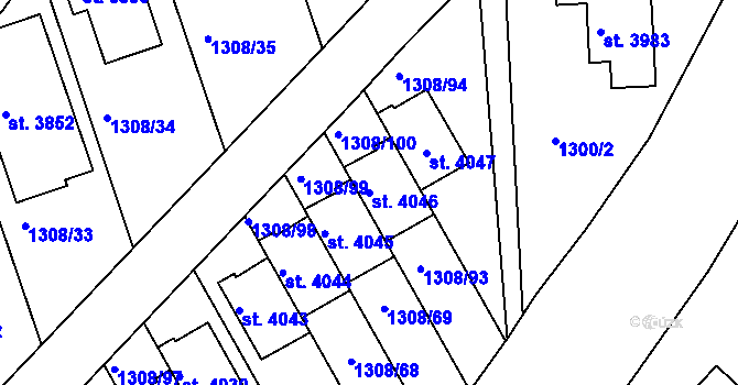 Parcela st. 4046 v KÚ Slaný, Katastrální mapa