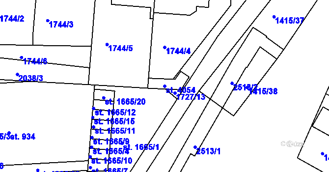 Parcela st. 4054 v KÚ Slaný, Katastrální mapa
