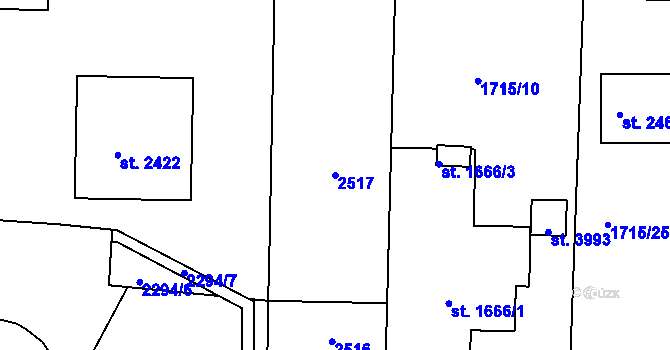 Parcela st. 2517 v KÚ Slaný, Katastrální mapa