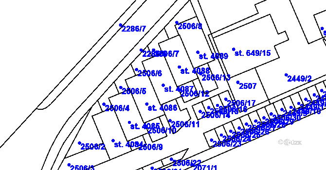 Parcela st. 4087 v KÚ Slaný, Katastrální mapa