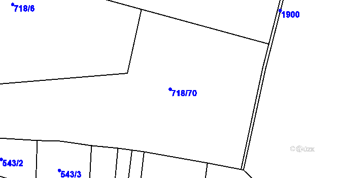 Parcela st. 718/70 v KÚ Slaný, Katastrální mapa
