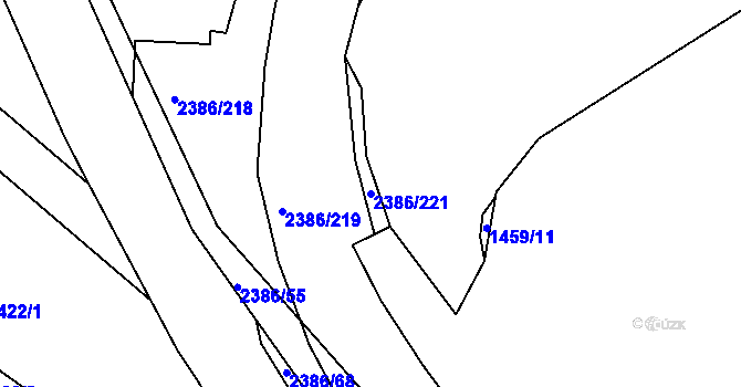 Parcela st. 2386/221 v KÚ Slaný, Katastrální mapa