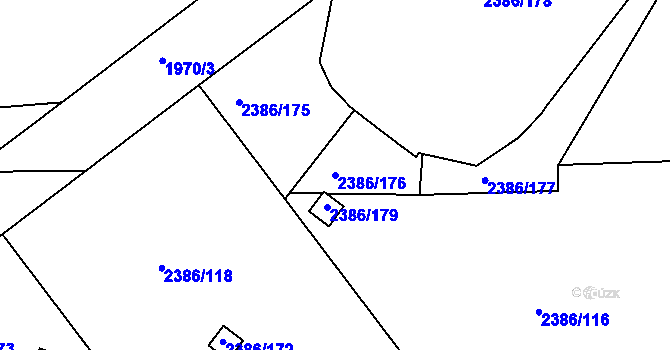 Parcela st. 2386/176 v KÚ Slaný, Katastrální mapa