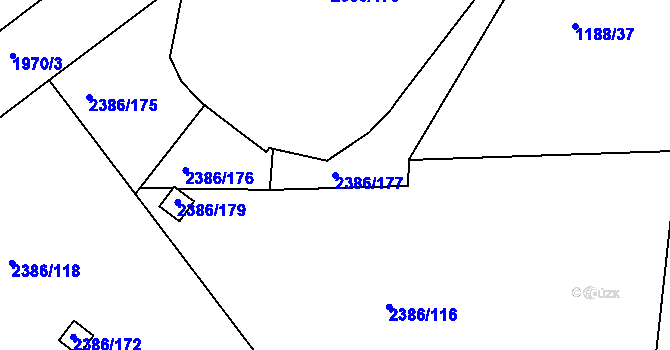 Parcela st. 2386/177 v KÚ Slaný, Katastrální mapa