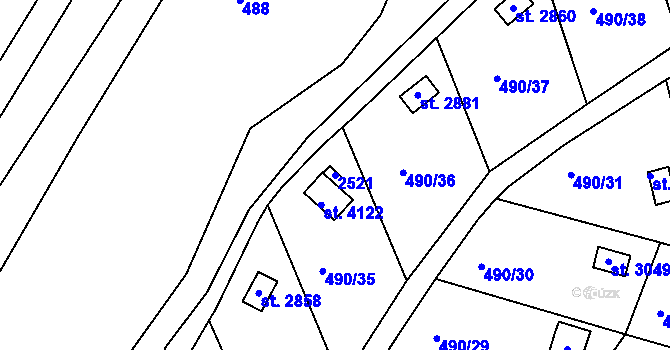 Parcela st. 2521 v KÚ Slaný, Katastrální mapa