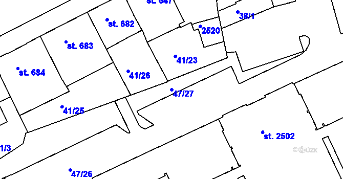 Parcela st. 47/27 v KÚ Slaný, Katastrální mapa