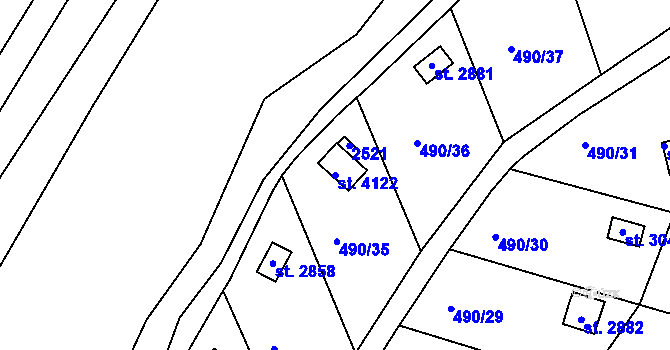 Parcela st. 4122 v KÚ Slaný, Katastrální mapa