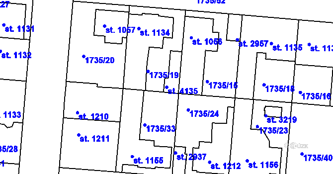Parcela st. 4135 v KÚ Slaný, Katastrální mapa