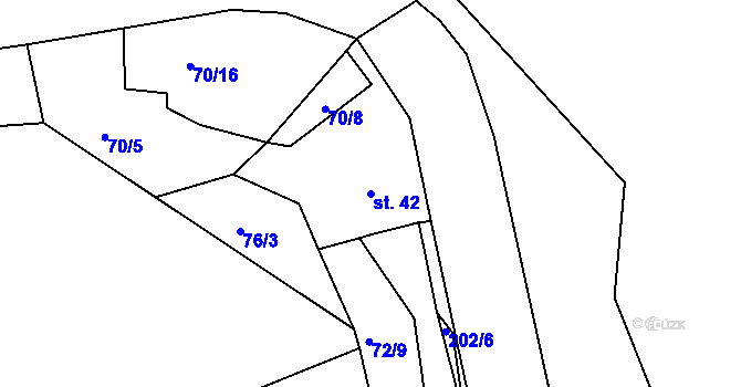 Parcela st. 42 v KÚ Otruby, Katastrální mapa