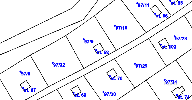 Parcela st. 68 v KÚ Otruby, Katastrální mapa
