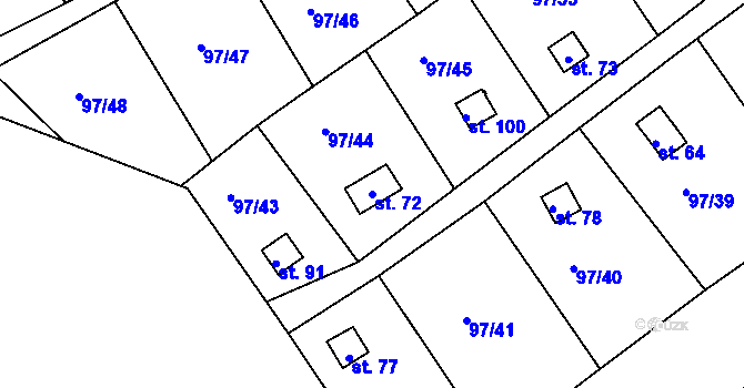 Parcela st. 72 v KÚ Otruby, Katastrální mapa