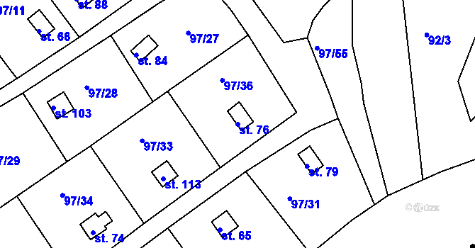 Parcela st. 76 v KÚ Otruby, Katastrální mapa