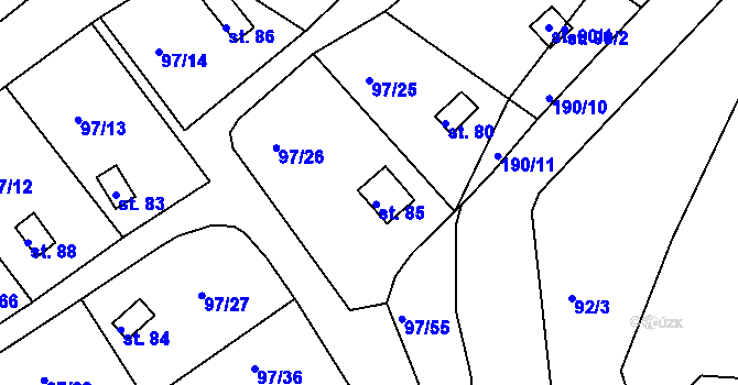 Parcela st. 85 v KÚ Otruby, Katastrální mapa