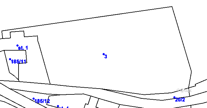 Parcela st. 3 v KÚ Otruby, Katastrální mapa