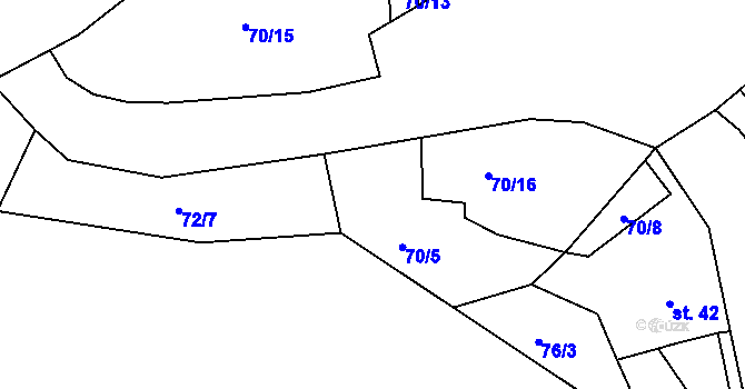 Parcela st. 70/5 v KÚ Otruby, Katastrální mapa