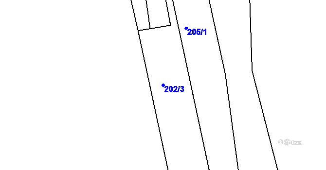 Parcela st. 202/3 v KÚ Otruby, Katastrální mapa