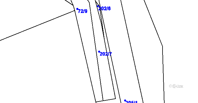 Parcela st. 202/7 v KÚ Otruby, Katastrální mapa