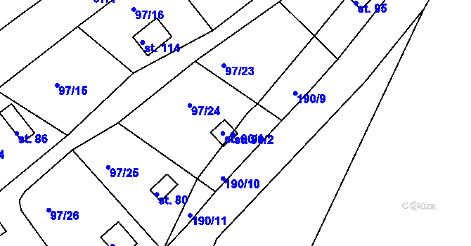 Parcela st. 95/5 v KÚ Otruby, Katastrální mapa