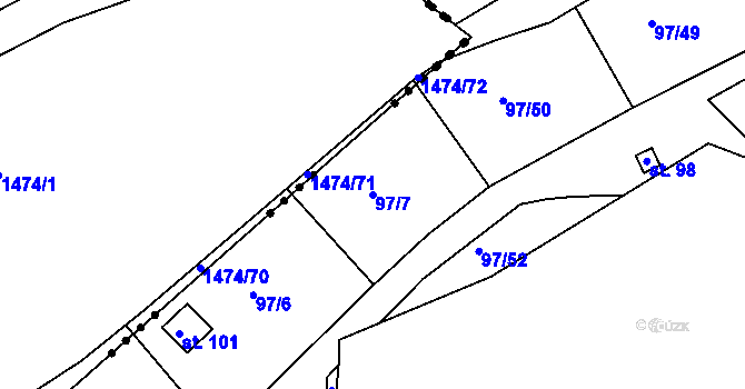 Parcela st. 97/7 v KÚ Otruby, Katastrální mapa