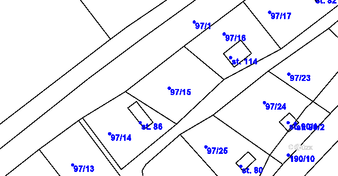 Parcela st. 97/15 v KÚ Otruby, Katastrální mapa