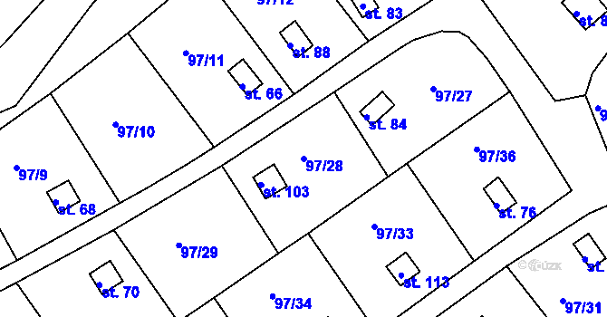 Parcela st. 97/28 v KÚ Otruby, Katastrální mapa